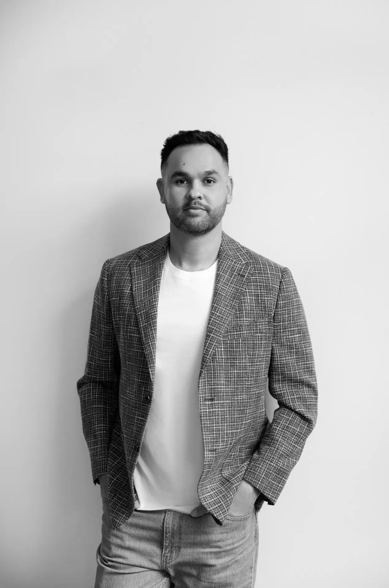 James Saunders, black and white portrait